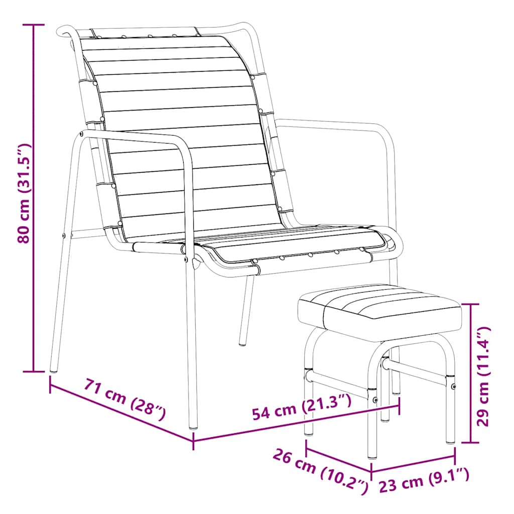 Πολυθρόνα Relax Μαύρη από Γνήσιο Δέρμα Με Υποπόδιο