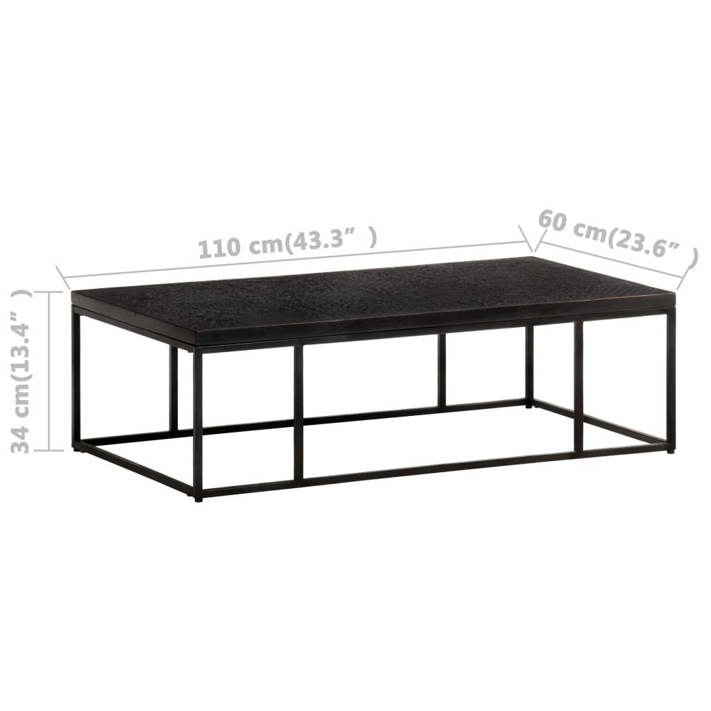 Τραπεζάκι Σαλονιού Σκαλιστό Μαύρο 110x60x34 εκ. Ξύλο Μάνγκο