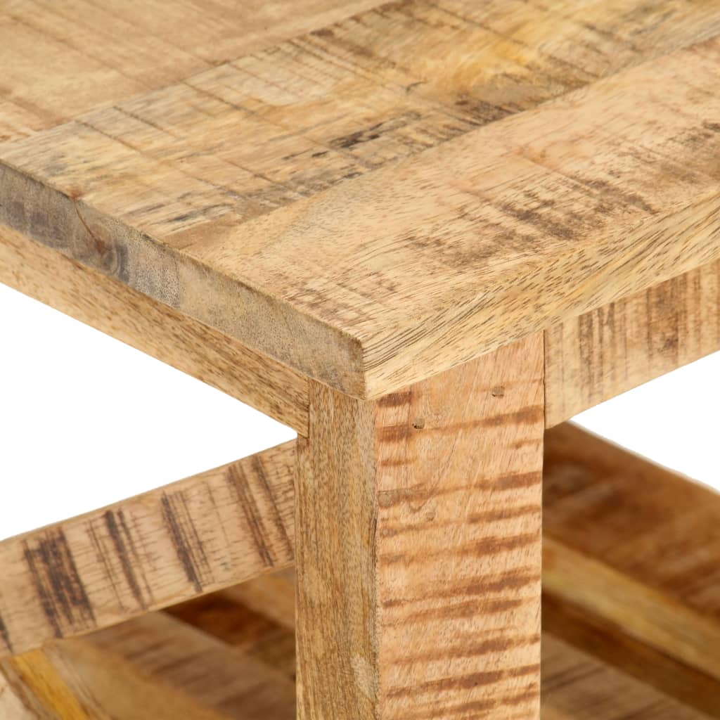 Βοηθητικό Τραπέζι με Ρόδες 40x40x42 εκ. Ακατέργαστο Ξύλο Μάνγκο