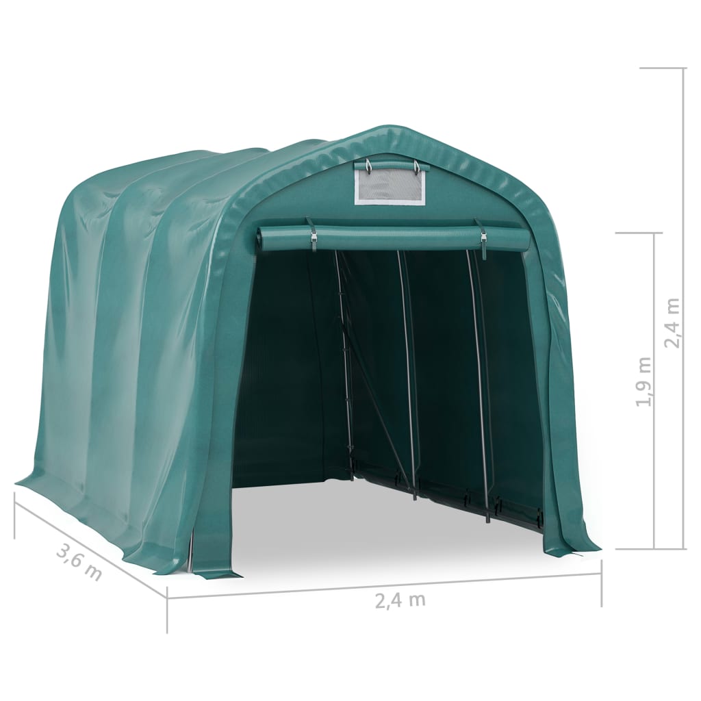 Κιόσκι Γκαράζ Πράσινο 2,4 x 3,6 μ. από PVC - PAKOBAZAAR