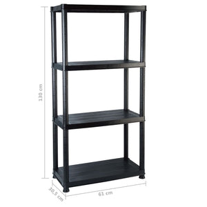 Ραφιέρα Αποθήκευσης 4 Επιπέδων Μαύρη 61x30,5x130 εκ. Πλαστική - PAKOBAZAAR