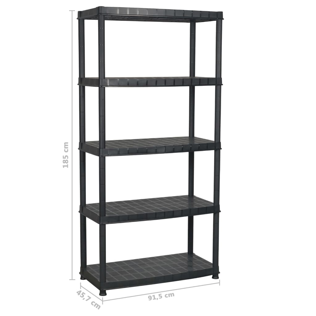 Ραφιέρα Αποθήκευσης 5 Επιπέδων Μαύρη 91,5x45,7x185 εκ. Πλαστική - PAKOBAZAAR