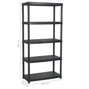 Ραφιέρα Αποθήκευσης 5 Επιπέδων Μαύρη 91,5x45,7x185 εκ. Πλαστική - PAKOBAZAAR