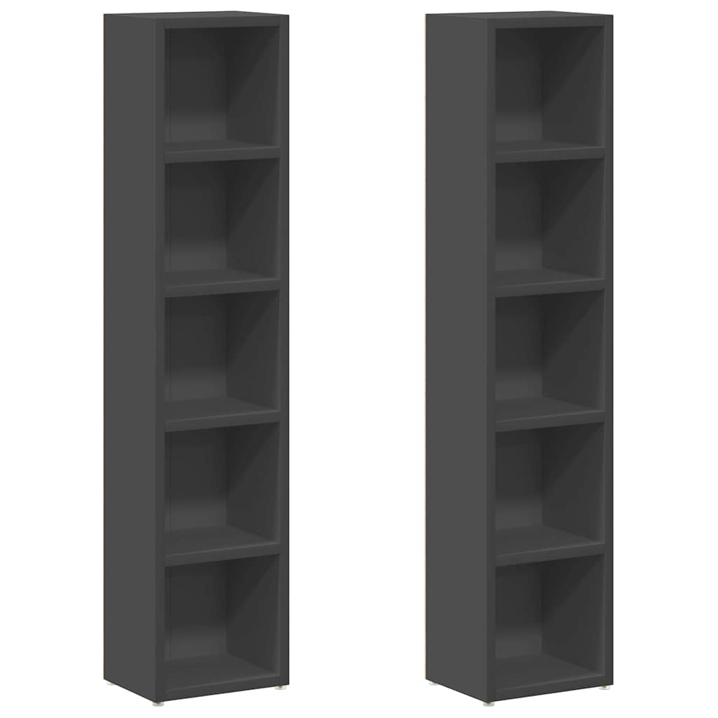 Έπιπλα για CD 2 τεμ. Γκρι 21x16x93,5 εκ. από Μοριοσανίδα - Pakobazaar