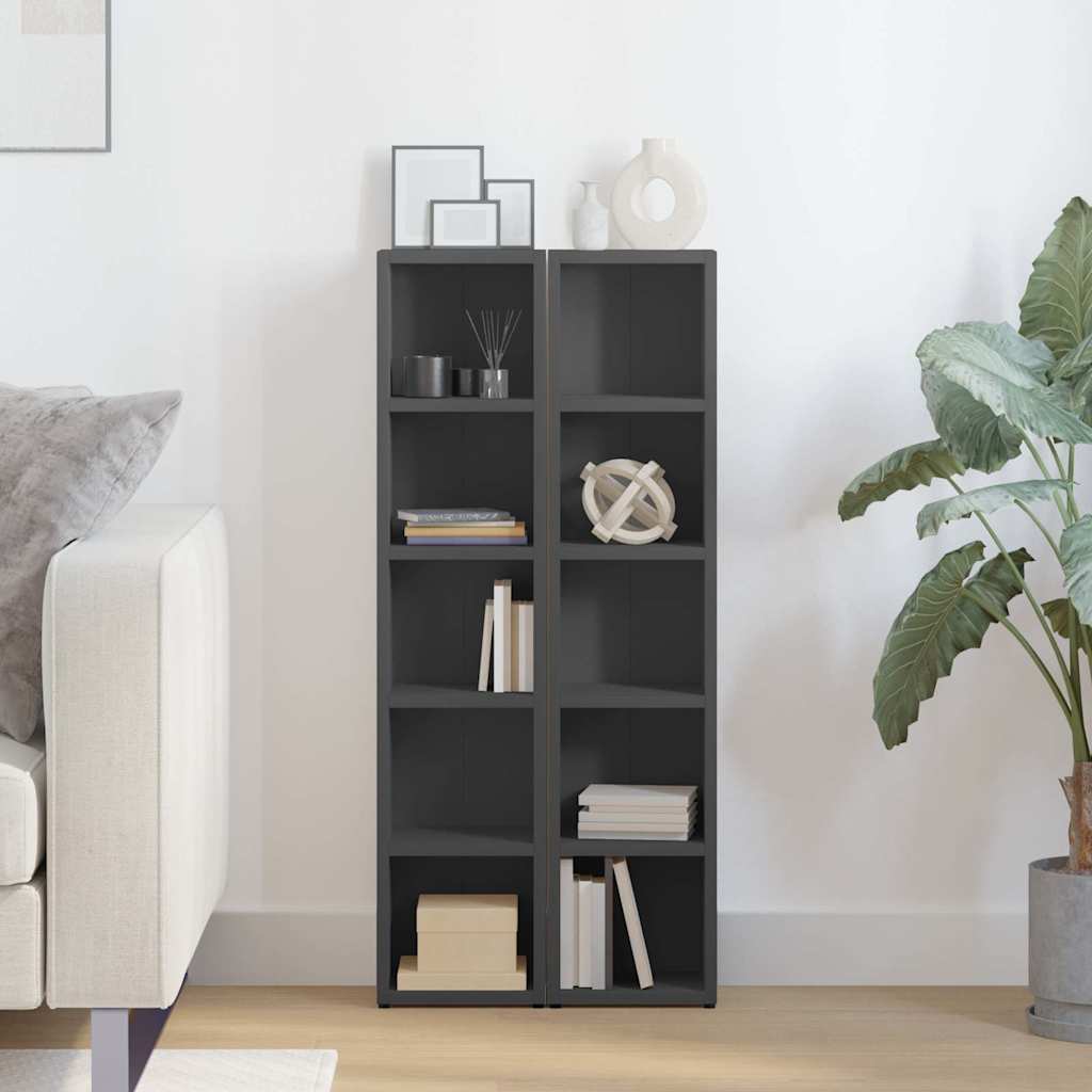 Έπιπλα για CD 2 τεμ. Γκρι 21x16x93,5 εκ. από Μοριοσανίδα - Pakobazaar