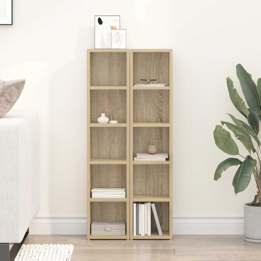 Έπιπλα για CD 2 τεμ. Sonoma Δρυς 21x16x93,5 εκ. από Μοριοσανίδα - Pakobazaar