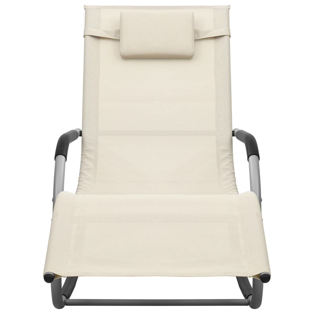 Ξαπλώστρες 2 τεμ. Κρεμ/Γκρι από Textilene - PAKOBAZAAR