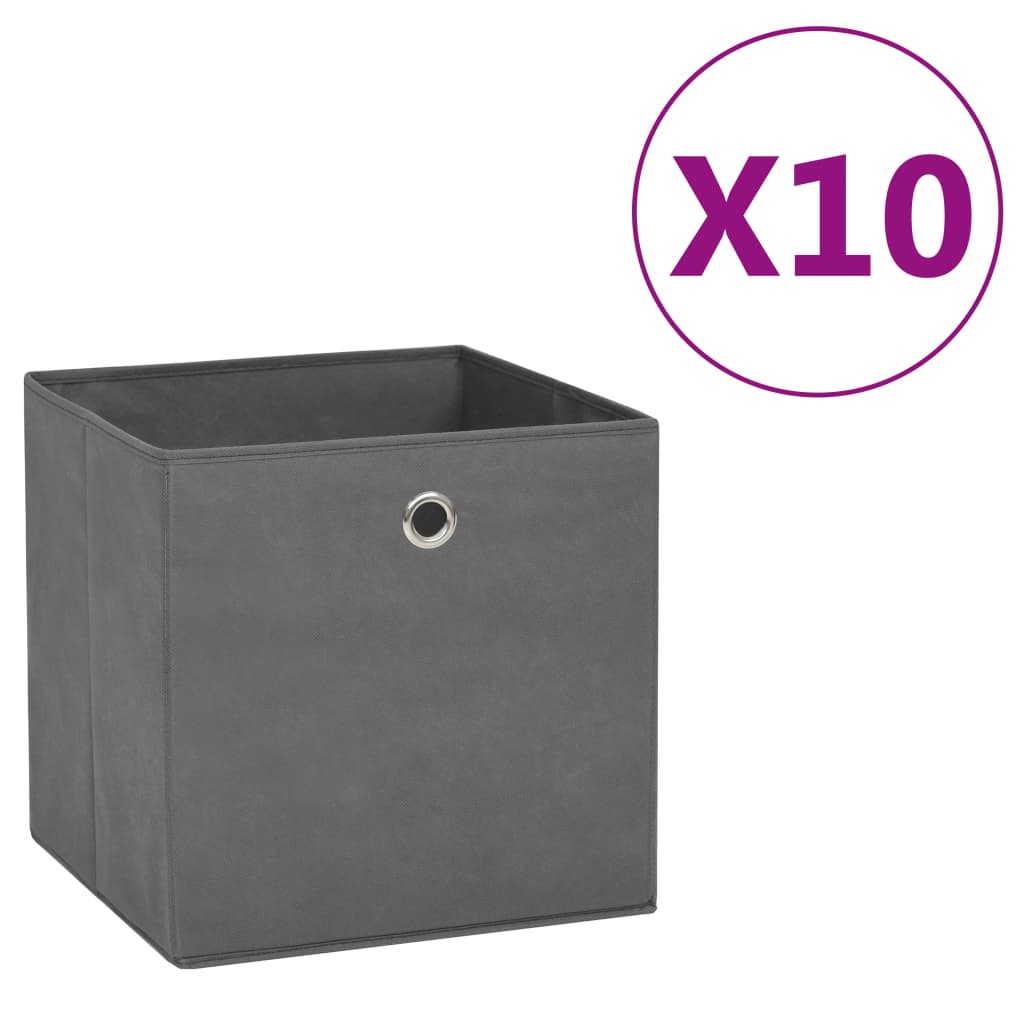 Κουτιά Αποθήκευσης 10τεμ Γκρι 28x28x28εκ Ύφασμα Non-woven