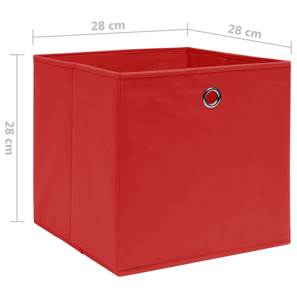 Κουτιά Αποθήκευσης 10τεμ Κόκκινα 28x28x28εκ Ύφασμα Non-woven - Pakobazaar