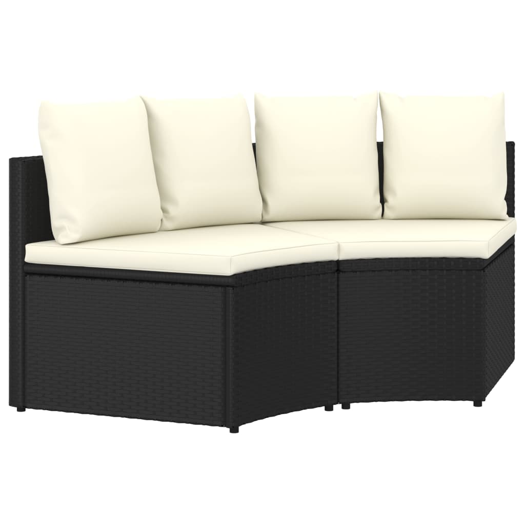 Σετ Καναπέ Κήπου 2 Τεμαχίων Μαύρο Συνθετικό Ρατάν με Μαξιλάρια - PAKOBAZAAR