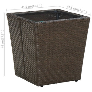 Τραπέζι Βοηθητικό Καφέ 41,5x41,5x44 εκ. Συνθ.Ρατάν/Ψημένο Γυαλί - PAKOBAZAAR