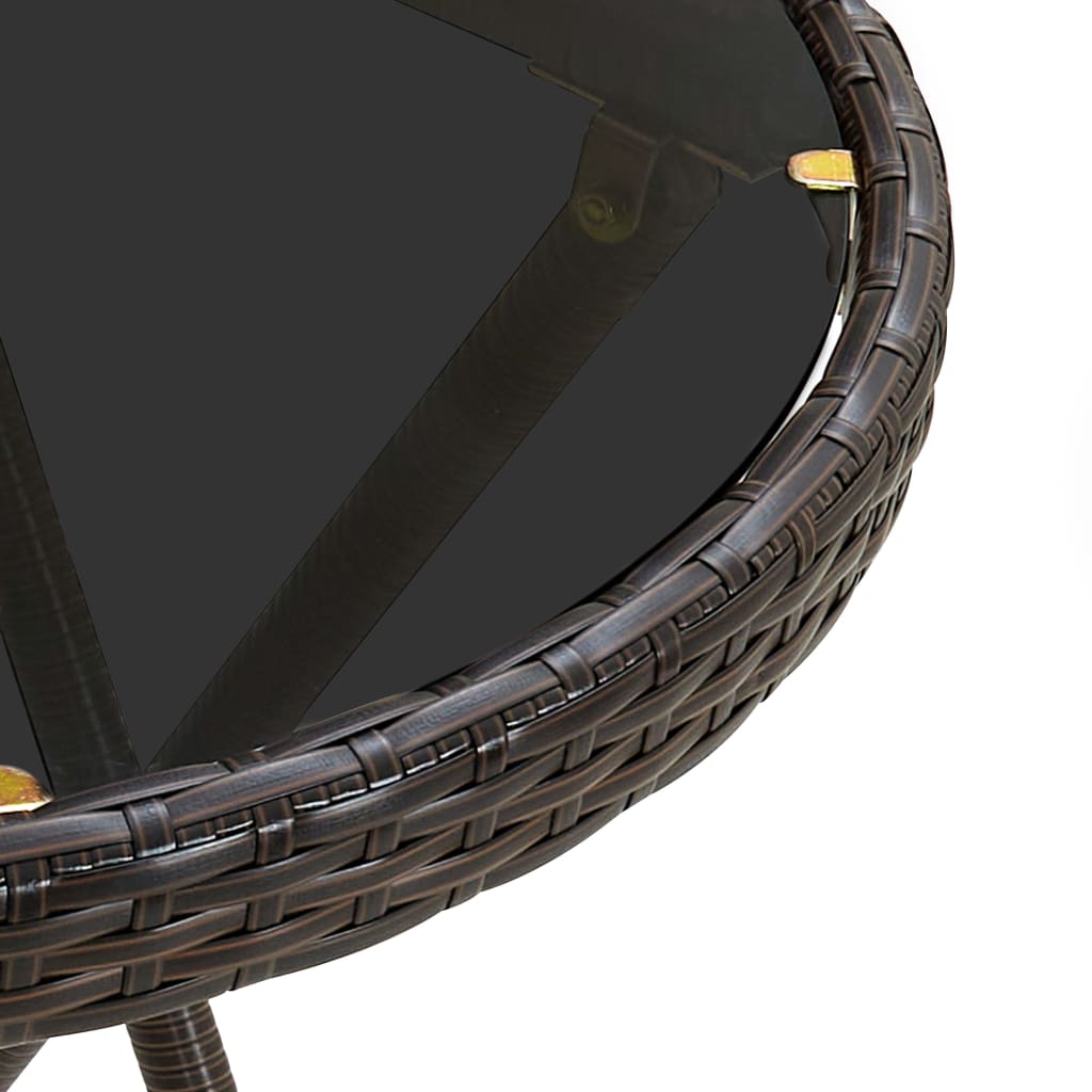 Τραπέζι Βοηθητικό Καφέ 60 εκ. Συνθετικό Ρατάν / Ψημένο Γυαλί - PAKOBAZAAR