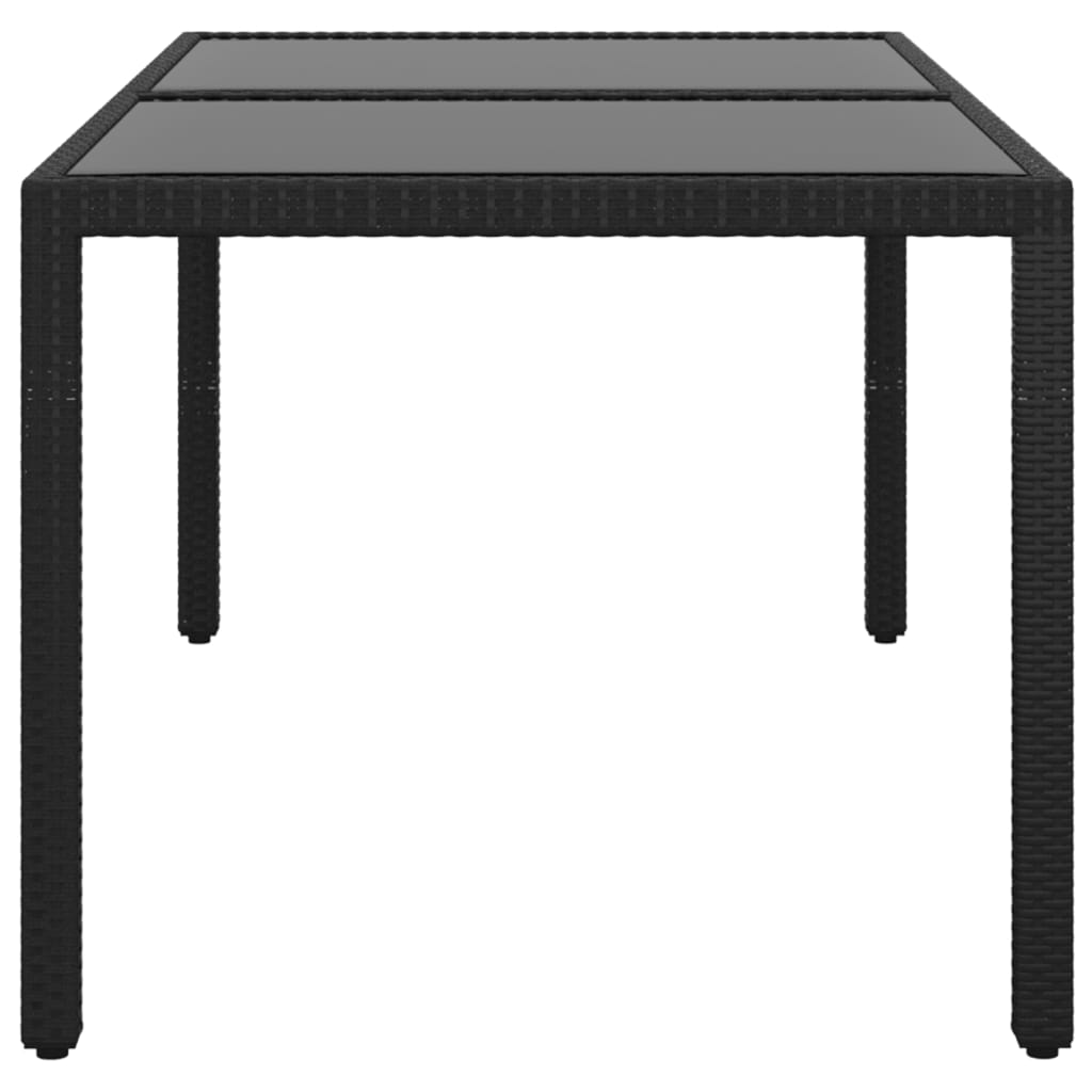 Τραπέζι Κήπου Μαύρο 150x90x75 εκ. Συνθετικό Ρατάν/Ψημένο Γυαλί - PAKOBAZAAR