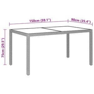 Τραπέζι Κήπου Μαύρο 150x90x75 εκ. Συνθετικό Ρατάν/Ψημένο Γυαλί - PAKOBAZAAR