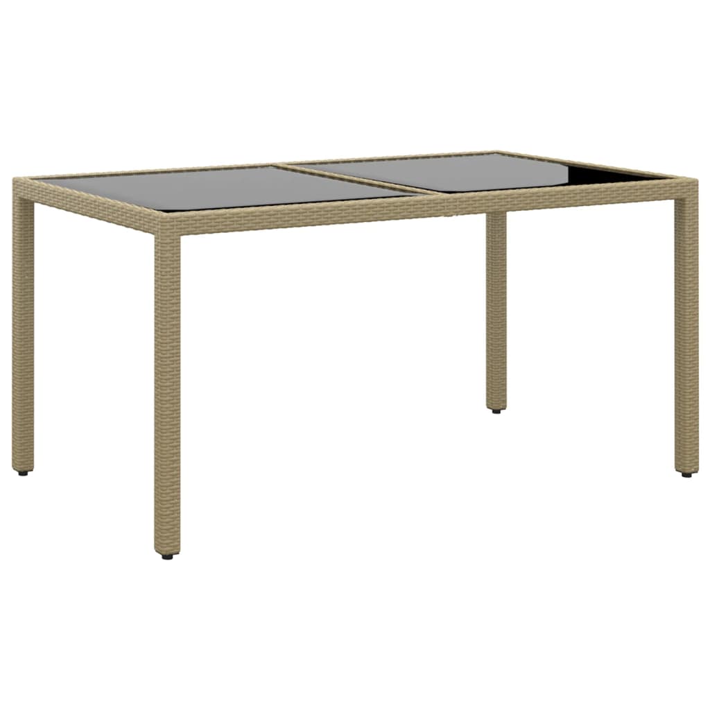 Τραπέζι Κήπου Μπεζ 150x90x75 εκ. Συνθετικό Ρατάν/Ψημένο Γυαλί - PAKOBAZAAR