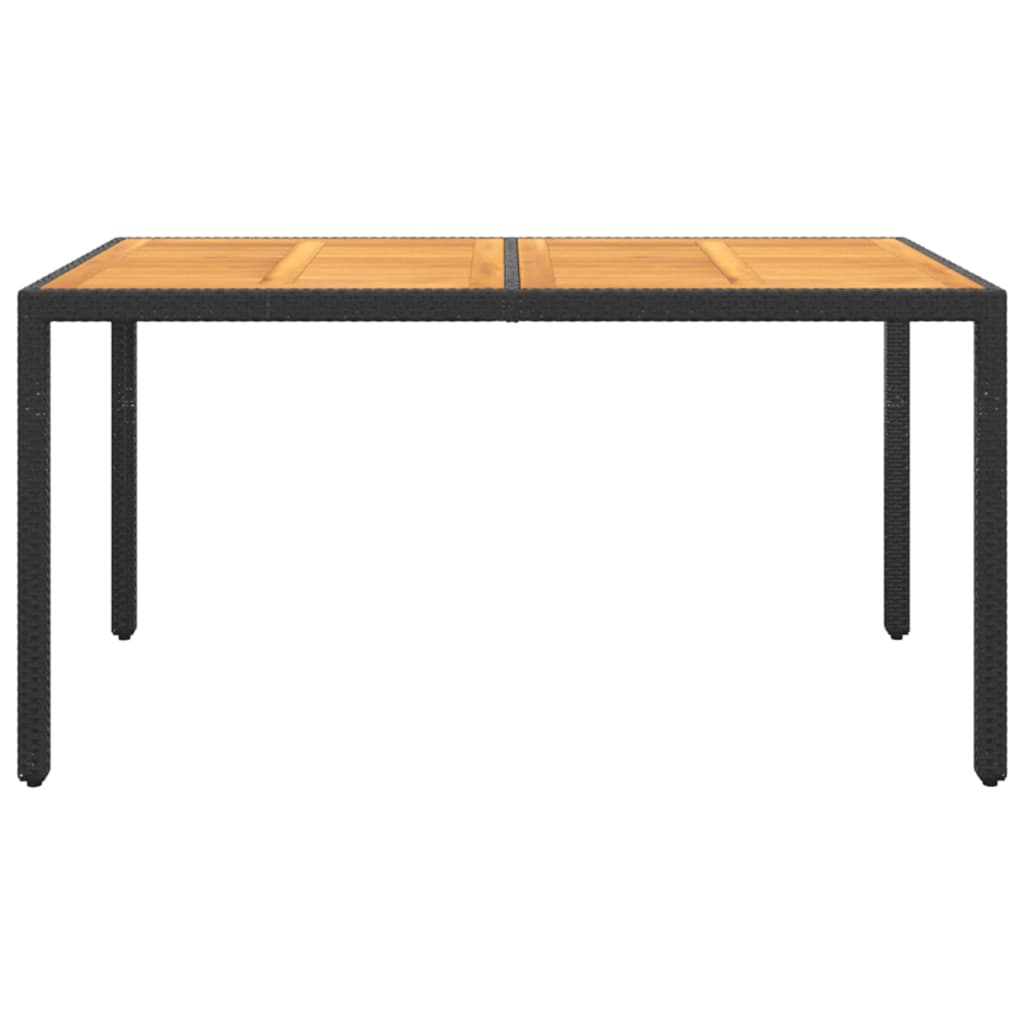 Τραπέζι Κήπου Μαύρο 150x90x75 εκ. Συνθετικό Ρατάν/Ξύλο Ακακίας - PAKOBAZAAR