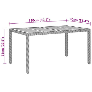 Τραπέζι Κήπου Γκρι 150x90x75 εκ. Συνθετικό Ρατάν/Ξύλο Ακακίας - PAKOBAZAAR