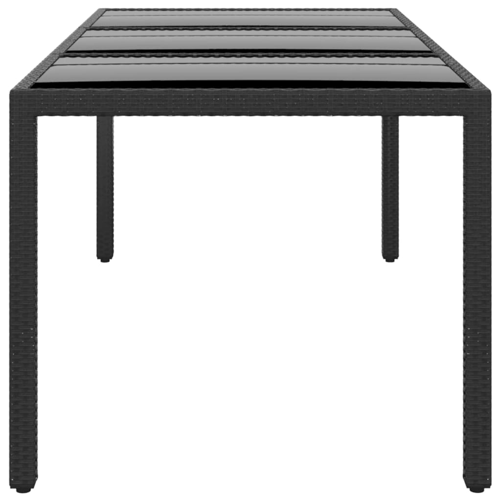 Τραπέζι Κήπου Μαύρο 190x90x75 εκ. Ψημένο Γυαλί/Συνθετικό Ρατάν - PAKOBAZAAR