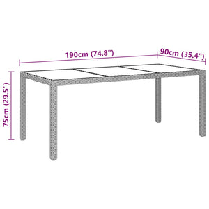 Τραπέζι Κήπου Μαύρο 190x90x75 εκ. Ψημένο Γυαλί/Συνθετικό Ρατάν - PAKOBAZAAR