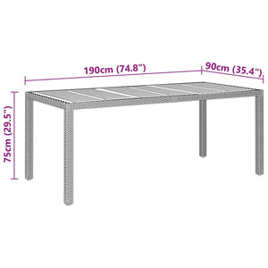 Τραπέζι Κήπου Μαύρο 190x90x75 εκ. Συνθετικό Ρατάν/Ξύλο Ακακίας - PAKOBAZAAR