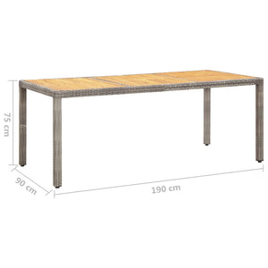 Τραπέζι Κήπου Γκρι 190x90x75 εκ. Συνθετικό Ρατάν / Ξύλο Ακακίας - PAKOBAZAAR