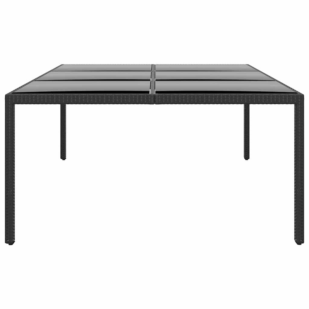 Τραπέζι Κήπου Μαύρο 200x150x75 εκ. Ψημένο Γυαλί/Συνθετικό Ρατάν