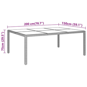 Τραπέζι Κήπου Γκρι 200x150x75 εκ. Ψημένο Γυαλί/Συνθετικό Ρατάν - PAKOBAZAAR