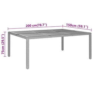 Τραπέζι Κήπου Μαύρο 200x150x75 εκ. Συνθετικό Ρατάν/Ξύλο Ακακίας - PAKOBAZAAR