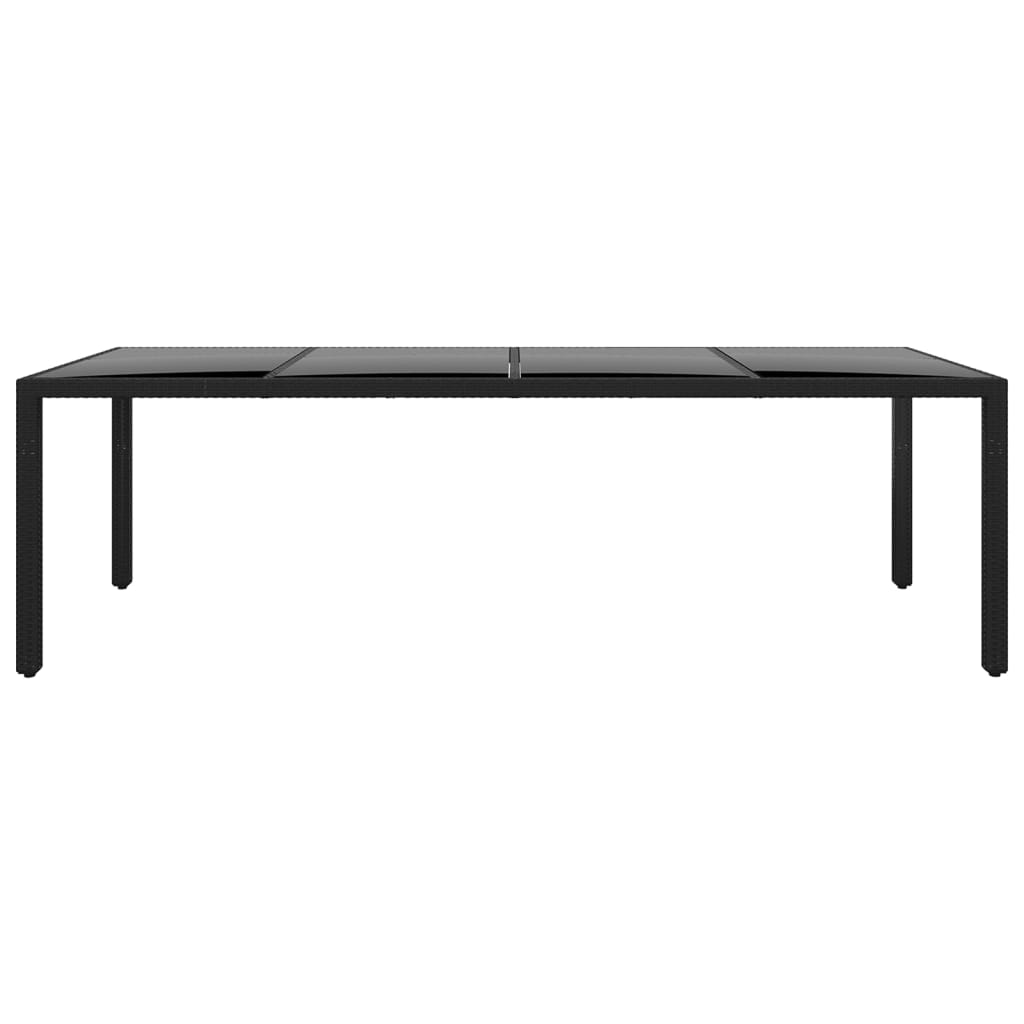Τραπέζι Κήπου Μαύρο 250x100x75 εκ. Ψημένο Γυαλί/Συνθετικό Ρατάν - PAKOBAZAAR