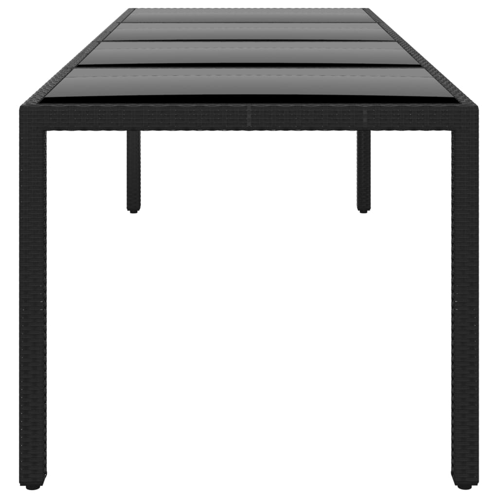 Τραπέζι Κήπου Μαύρο 250x100x75 εκ. Ψημένο Γυαλί/Συνθετικό Ρατάν - PAKOBAZAAR