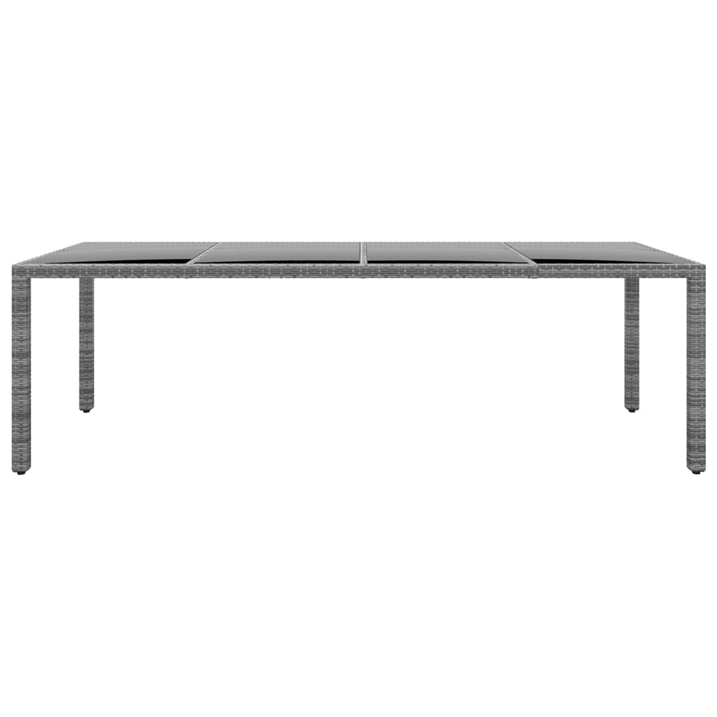 Τραπέζι Κήπου Γκρι 250x100x75 εκ. Ψημένο Γυαλί/Συνθετικό Ρατάν - PAKOBAZAAR