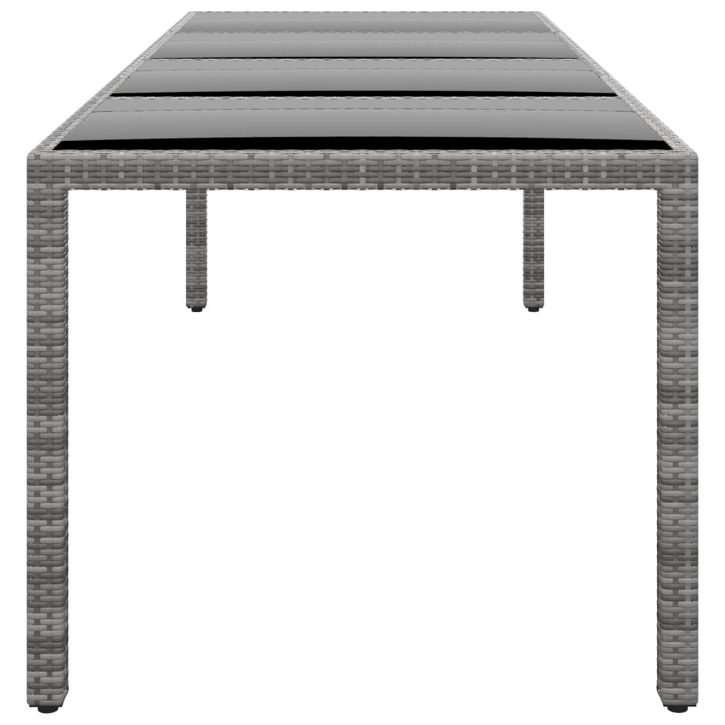 Τραπέζι Κήπου Γκρι 250x100x75 εκ. Ψημένο Γυαλί/Συνθετικό Ρατάν - PAKOBAZAAR