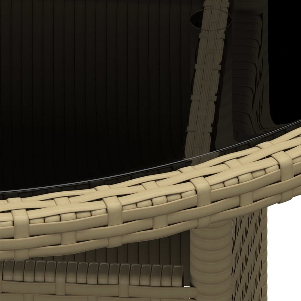 Τραπέζι Κήπου Μπεζ Ø80 x 75 εκ. Ψημένο Γυαλί/Συνθετικό Ρατάν - PAKOBAZAAR