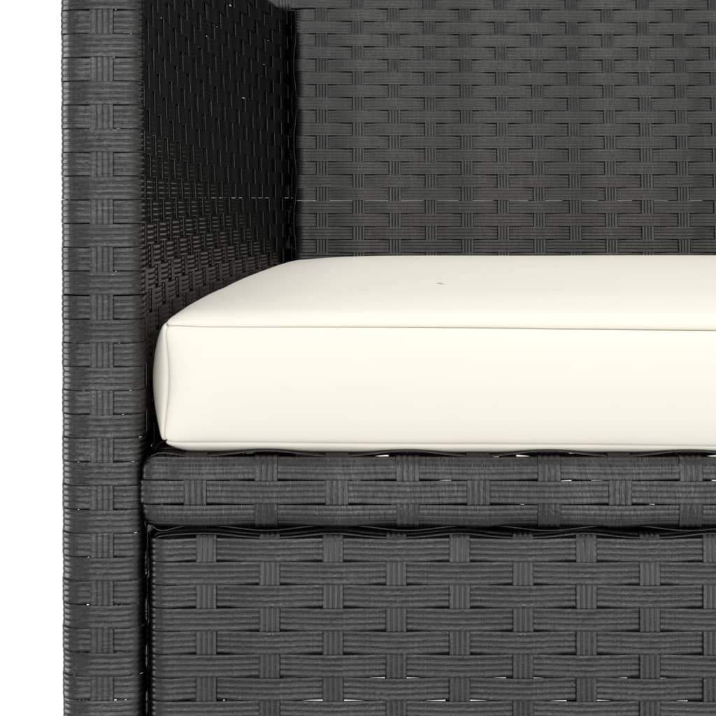 Καρέκλα και Σκαμπό Κήπου Σετ 4 Τεμαχίων Μαύρο Συνθετικό Ρατάν - PAKOBAZAAR