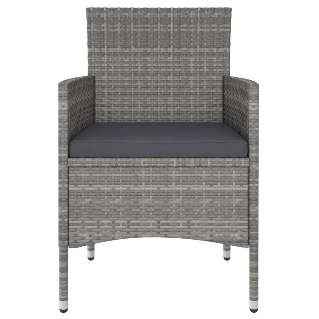 Καρέκλες και Σκαμπό Κήπου Σετ 4 Τεμαχίων Γκρι Συνθετικό Ρατάν - PAKOBAZAAR