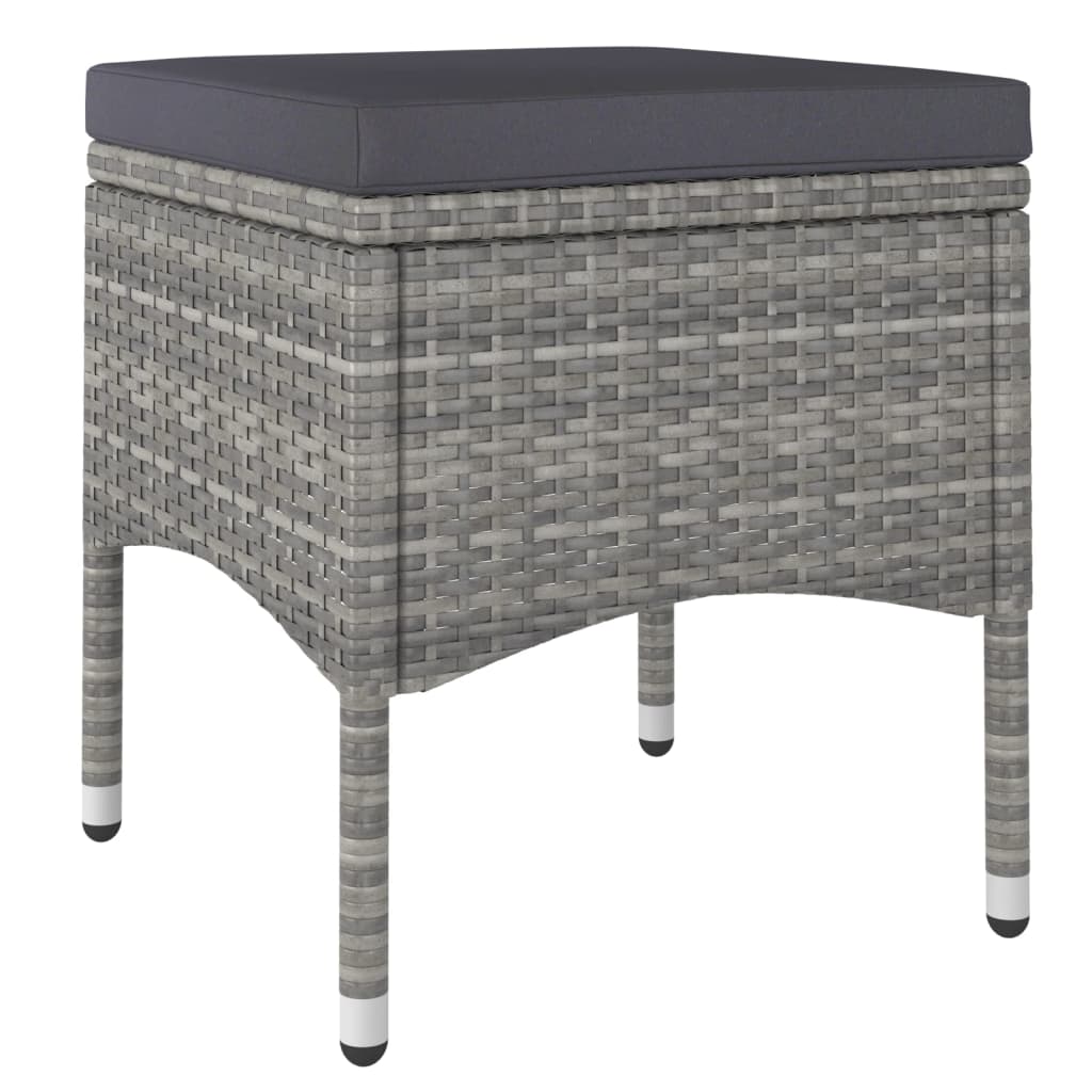 Καρέκλες και Σκαμπό Κήπου Σετ 4 Τεμαχίων Γκρι Συνθετικό Ρατάν - PAKOBAZAAR