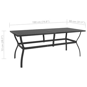 Τραπέζι Κήπου Ανθρακί 190 x 80 x 72 εκ. Ατσάλινο