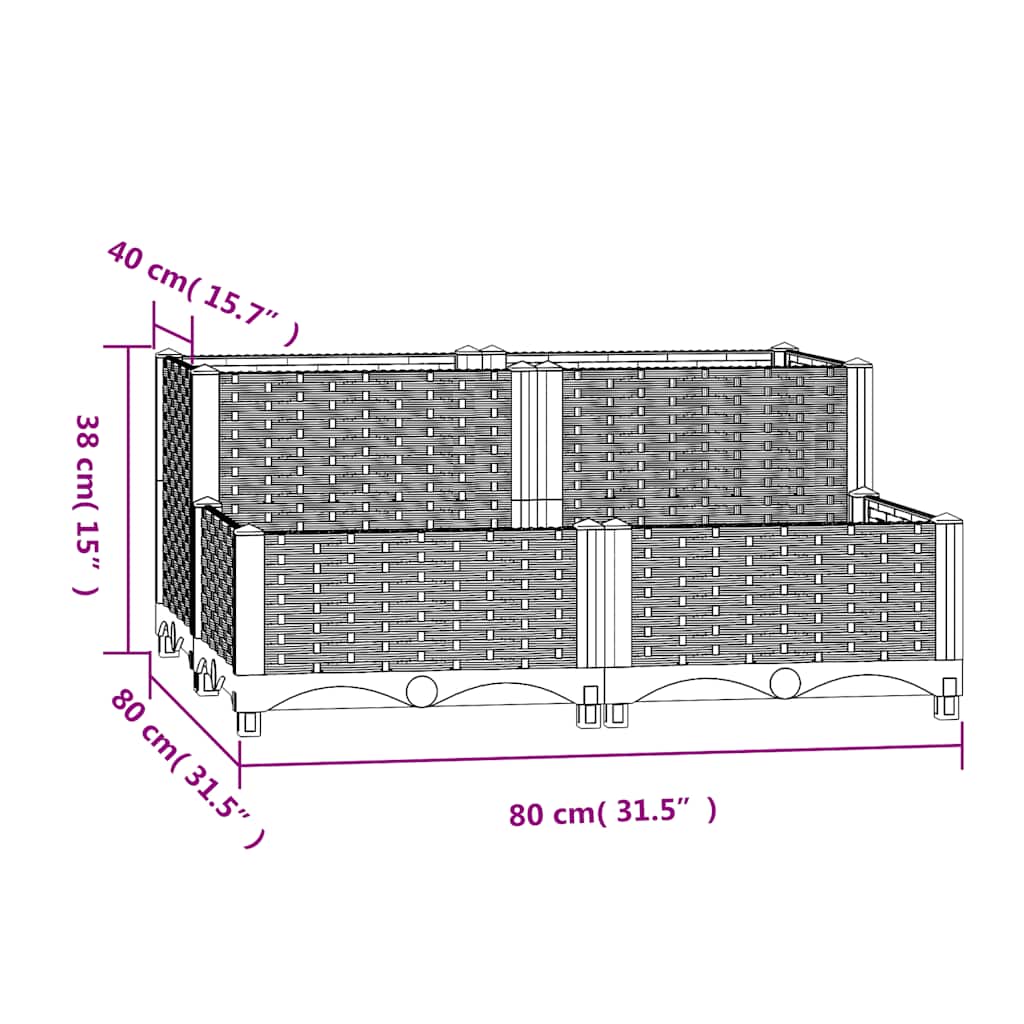 Ζαρντινιέρα 80 x 80 x 38 εκ. από Πολυπροπυλένιο - PAKOBAZAAR