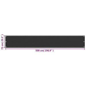 Διαχωριστικό Βεράντας Ανθρακί 75 x 500 εκ. από HDPE - PAKOBAZAAR