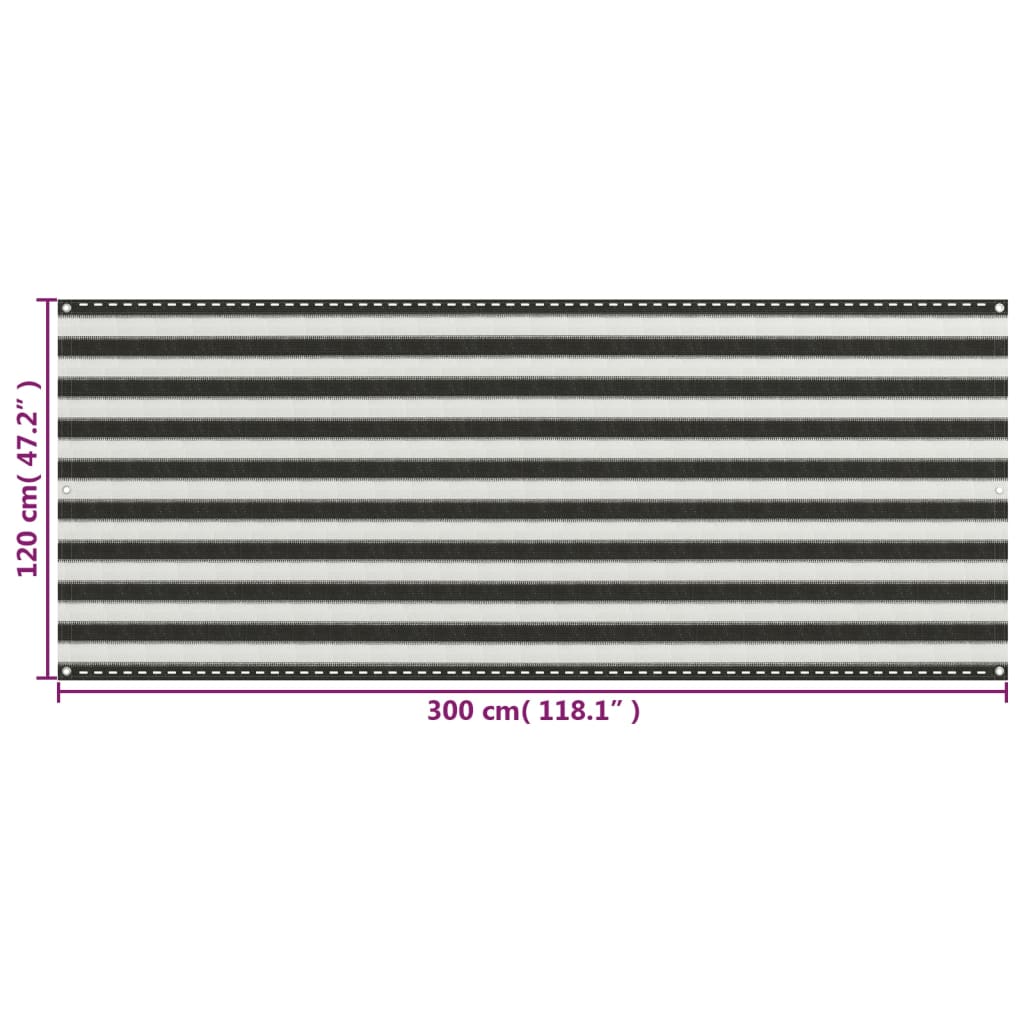 Διαχωριστικό Βεράντας Ανθρακί και Λευκό 120 x 300 εκ. από HDPE - PAKOBAZAAR