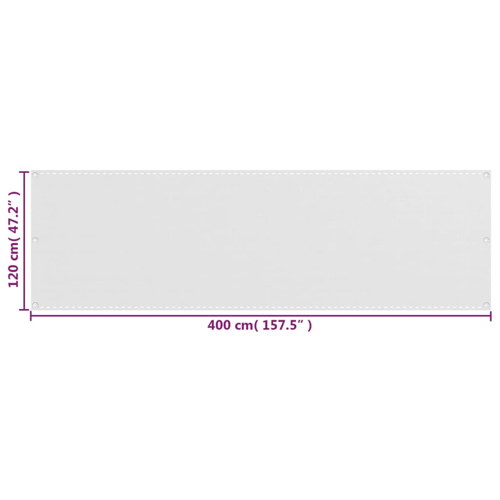 Διαχωριστικό Βεράντας Λευκό 120 x 400 εκ. από HDPE - PAKOBAZAAR