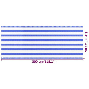 Διαχωριστικό Βεράντας Μπλε / Λευκό 90x300 εκ. από HDPE - PAKOBAZAAR