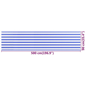 Διαχωριστικό Βεράντας Μπλε / Λευκό 90x500 εκ. από HDPE - PAKOBAZAAR