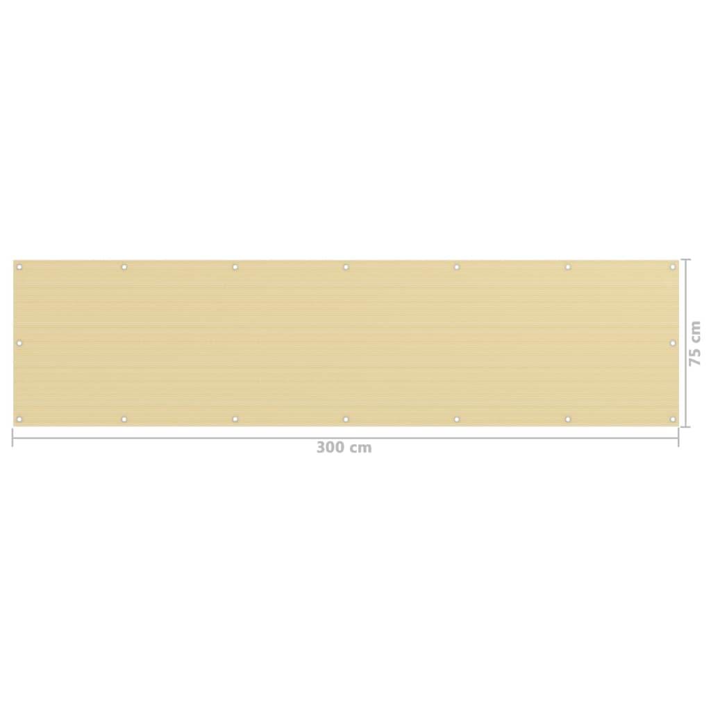 Διαχωριστικό Βεράντας Μπεζ 75 x 300 εκ. από HDPE - Pakobazaar