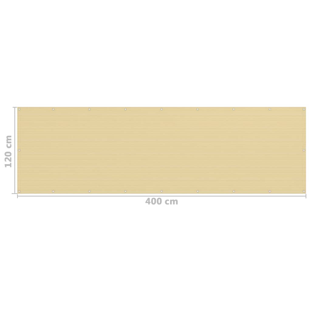Διαχωριστικό Βεράντας Μπεζ 120 x 400 εκ. από HDPE - Pakobazaar