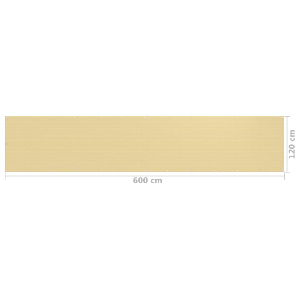 Διαχωριστικό Βεράντας Μπεζ 120 x 600 εκ. από HDPE - Pakobazaar