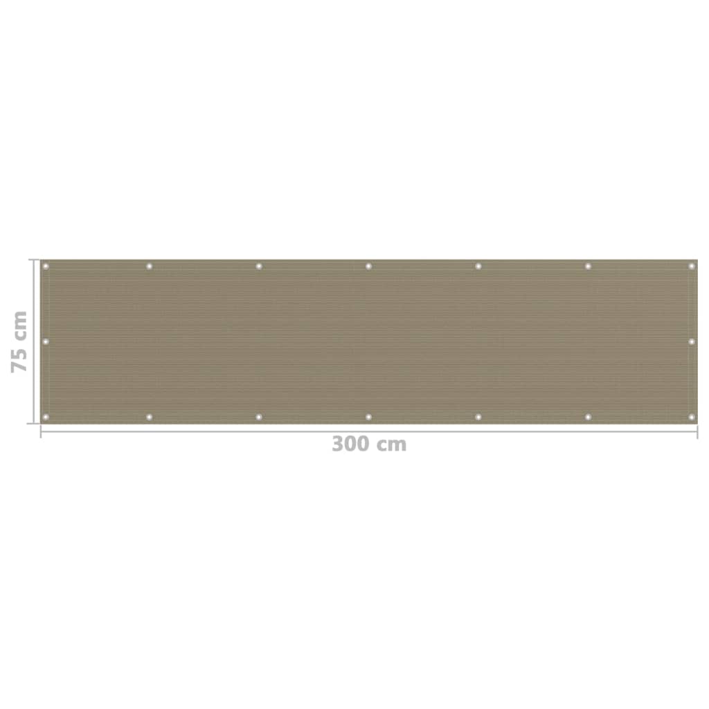 Διαχωριστικό Βεράντας Taupe 75 x 300 εκ. από HDPE - Pakobazaar