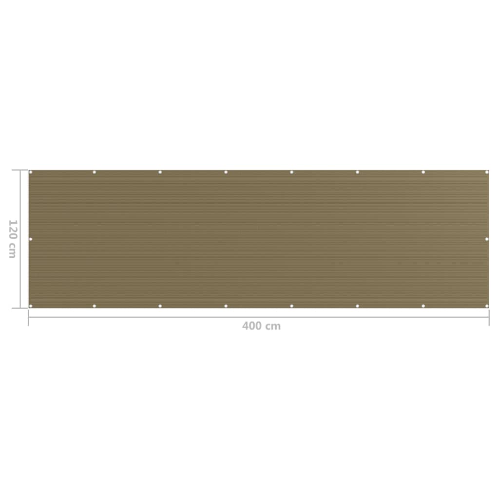 Διαχωριστικό Βεράντας Taupe 120 x 400 εκ. από HDPE - Pakobazaar