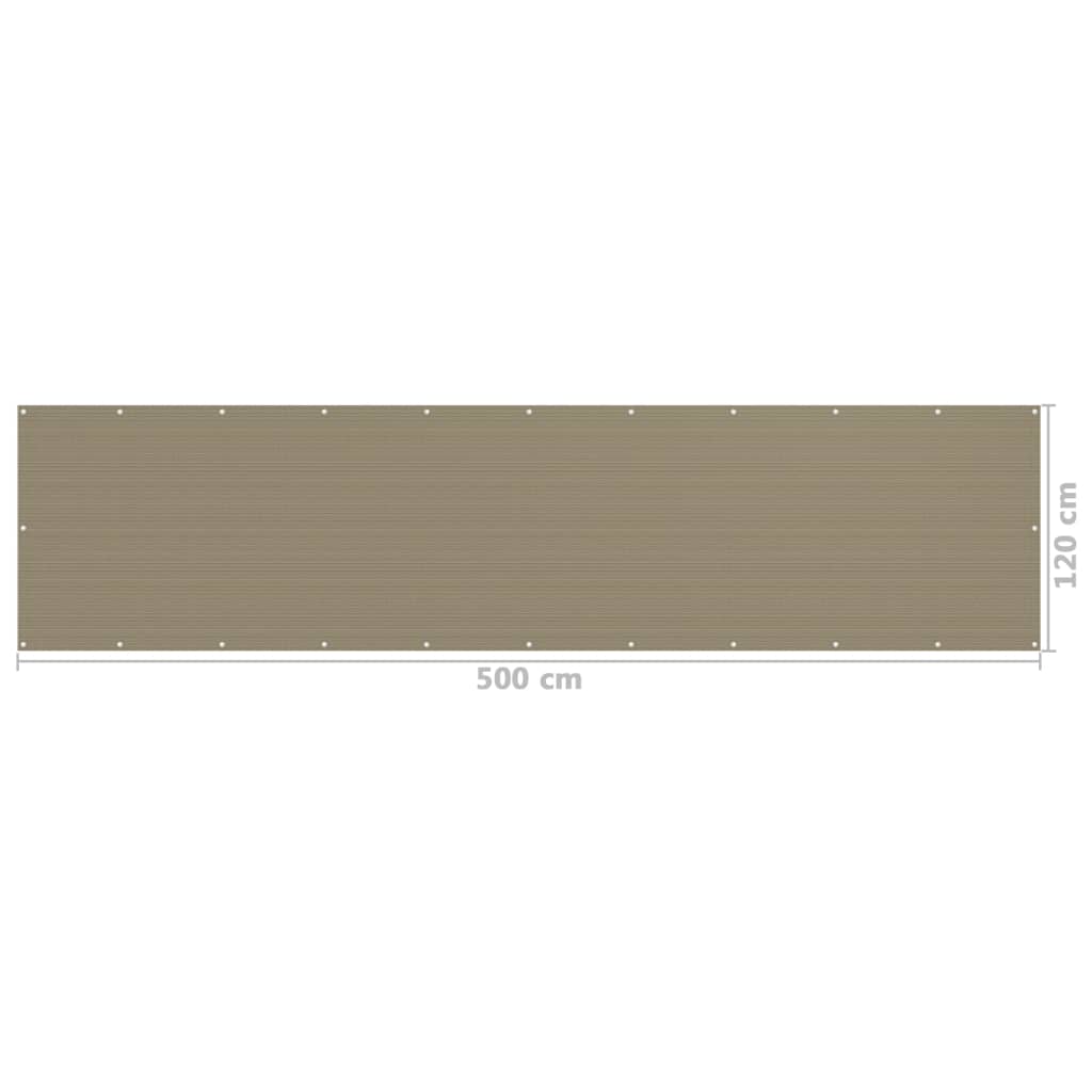 Διαχωριστικό Βεράντας Taupe 120 x 500 εκ. από HDPE - Pakobazaar