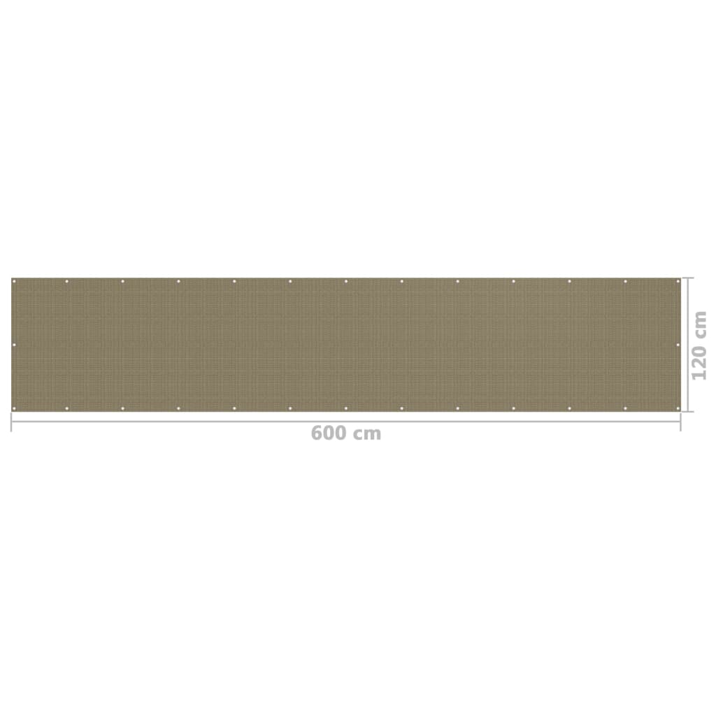 Διαχωριστικό Βεράντας Taupe 120 x 600 εκ. από HDPE - Pakobazaar